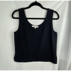 St. John Santana Knit Sleeveless Shell M Black Tank Top Classic Closet Staple